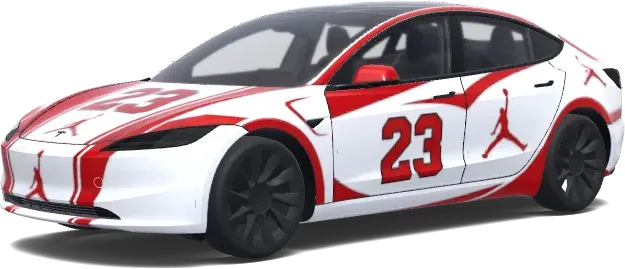 乔丹23号白红涂装(Jordan 23 white car. Colors: white, red.) – 特斯拉 Model 3 涂装