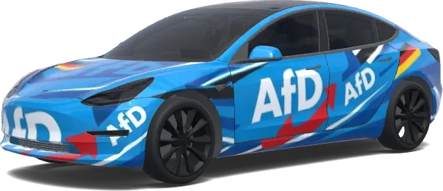 AfD Folierung Blau (Erstelle eine afd folierung. Colors: blue.) – Tesla Model 3 Wrap