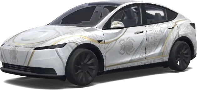 White Gold Scarab Wrap – Tesla Model Y wrap