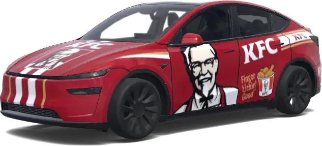 KFC Sanders (in KFC style with Sanders on doors. Colors: red.) – Tesla Model Y Wrap