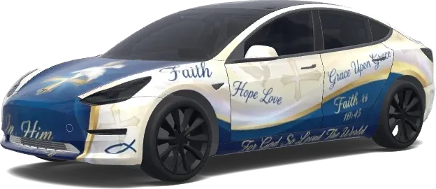 Christliches Design (Bitte erstelle mir ein christliches design.) – Tesla Model 3 Wrap