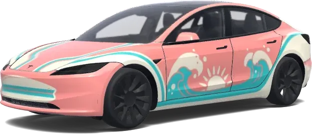 Ретро-пляжный стиль VW – оклейка Tesla Model 3