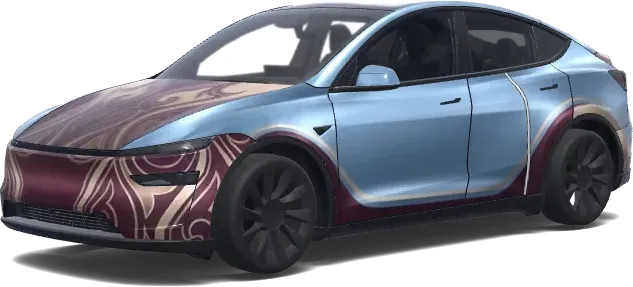 Frostblau mit Champagnergold – Tesla Model Y Wrap