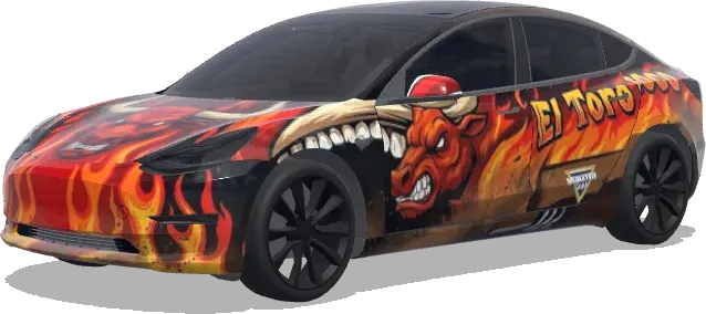 El Toro Loco (El Toro Loco Monster truck desing.) – covering Tesla Model 3