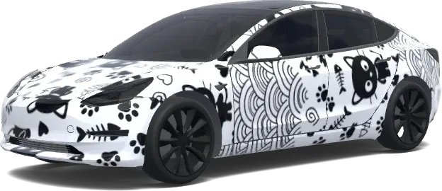 Schwarzes Chococat Design (Fun chococat theme. Colors: black.) – Tesla Model 3 Wrap