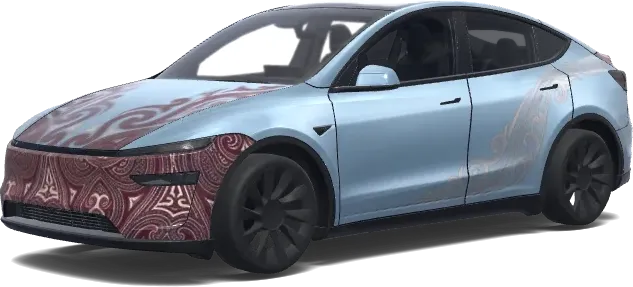 Frostblau mit Batak Gorga – Tesla Model Y Wrap