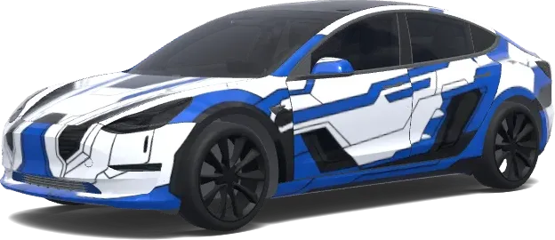 Гандам (Put gundam theme. Colors: white, blue, black.) – оклейка Tesla Model 3