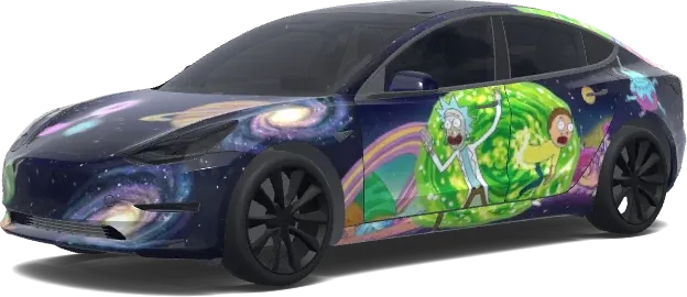 릭 앤 모티 스타일 (Rick and morty styled design.) – 테슬라 Model 3 랩핑