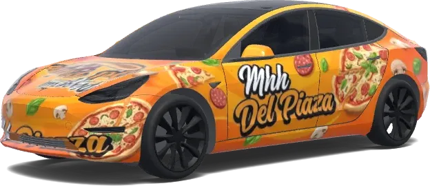 Pizza Orange – Tesla Model 3 wrap