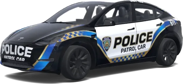 蓝色方格警车巡逻 – 特斯拉 Model Y 涂装
