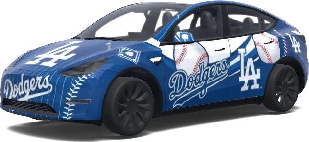 LA Dodgers Baseball. Colors: blue. – Tesla Model Y wrap