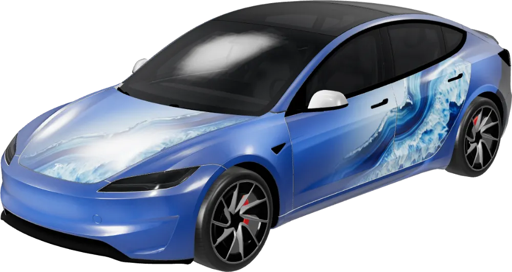 하늘색 아가트 (Azure Agate) – 테슬라 Model 3 랩핑