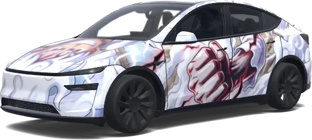 Weißes Gang-5-Faust – Tesla Model Y Wrap