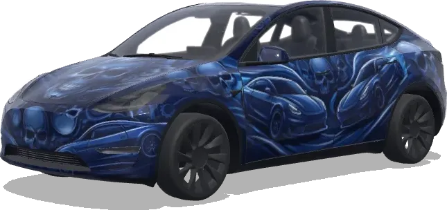다크블루 해골 래핑 (череп і машина темно синя.) – 테슬라 Model Y 랩핑