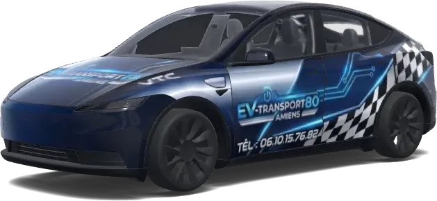 EV-Transport80 mit Nummer – Tesla Model Y Wrap