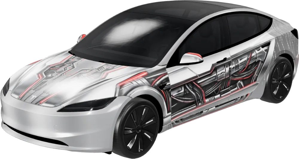 크롬 사이버펑크 모델 3 하이랜드 베이스 (Chrome Cyberpunk - Model 3 Highland Base) – 테슬라 Model 3 랩핑