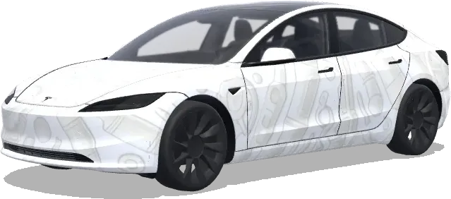 Arsenal mit Kanone – Tesla Model 3 Wrap