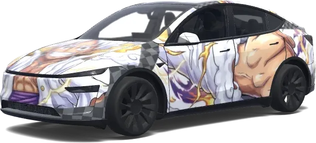 White Gear 5 Luffy – Tesla Model Y wrap