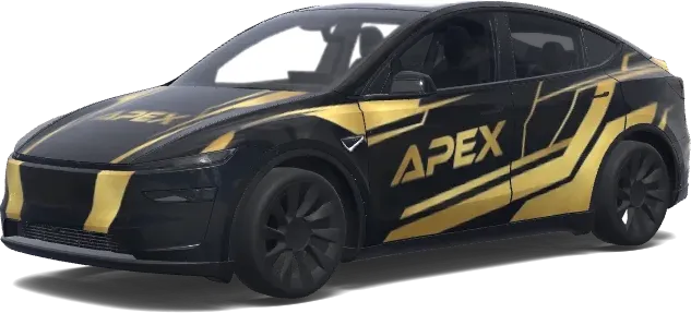 F1 Negro y Oro APEX (Racing f1 black and gold APEX.) – wrap para Tesla Model Y