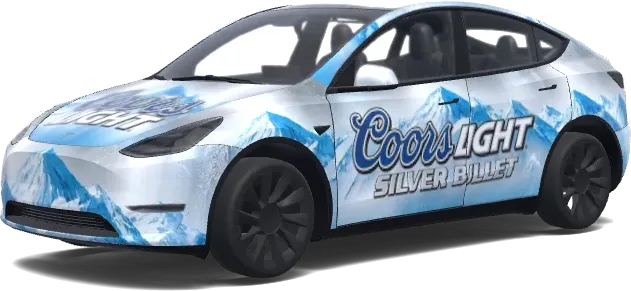 Coors Light Silber (Coors light silver bullet with the blue mountains.) – Tesla Model Y Wrap