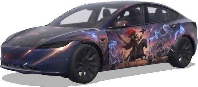 Lion rouge étoilé – covering Tesla Model 3