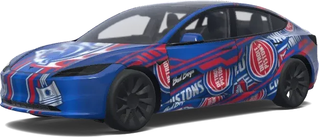 디트로이트 피스톤스 구 로고 (Detroit Pistons old horse logo.) – 테슬라 Model 3 랩핑