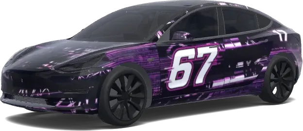 add the number 67 on the sides like on racing cars – Tesla Model 3 wrap