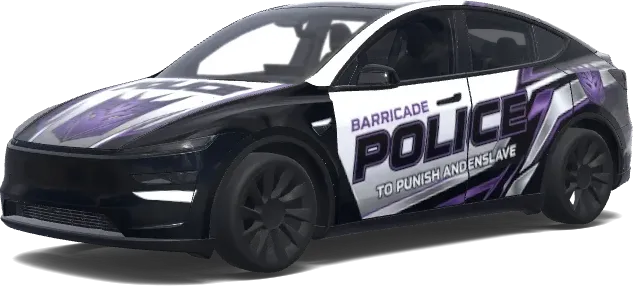 Lila Barrikaden-Polizei-Folierung – Tesla Model Y Wrap