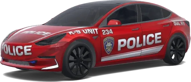 Patrulla de Policía Roja – wrap para Tesla Model 3