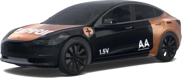 Pile Duracell AA (A double A duracell battery.) – covering Tesla Model 3