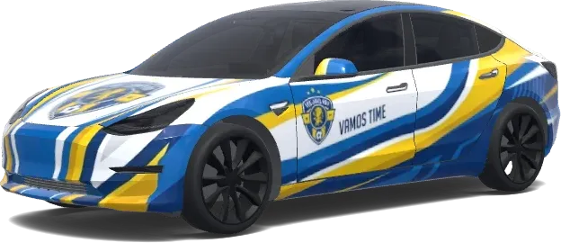 ボンネットにチームエンブレム (Coloca o escudo do time no capô.) – テスラ Model 3 ラッピング