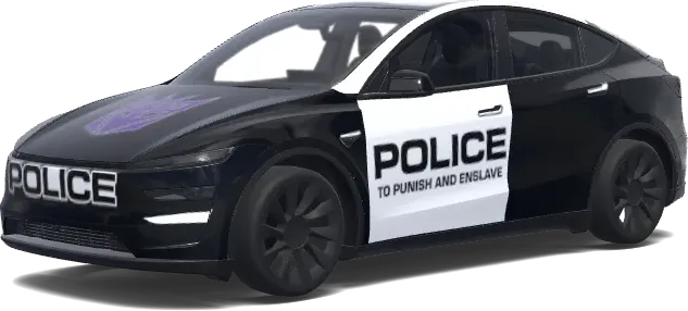 Black and White Police Barricade – Tesla Model Y wrap