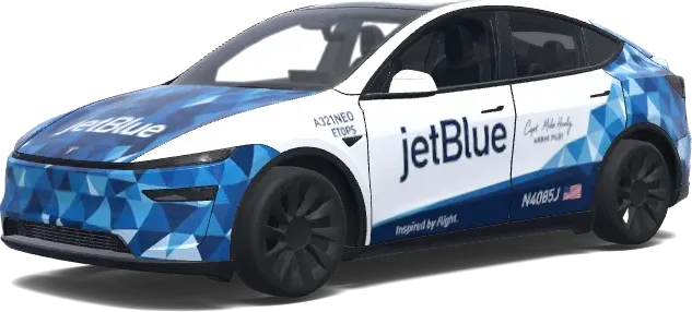 JetBlue Geometric Blue Wrap – Tesla Model Y wrap