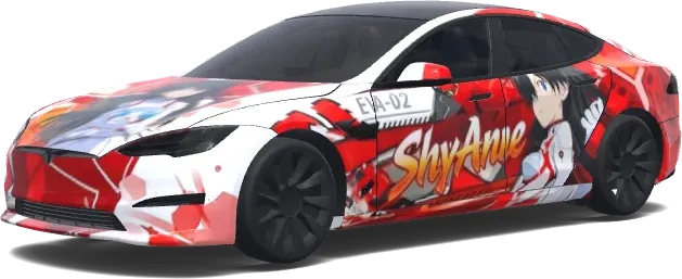 Schüchterne Anne – Roter Anime-Folierung – Tesla Model S Wrap