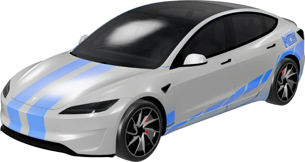 일렉트릭 블루 스트릭 (2 fast Electric Blue Streak) – 테슬라 Model 3 랩핑