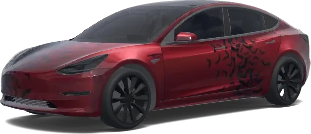 Rojo Metálico con Negro – wrap para Tesla Model 3