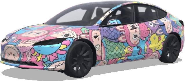 Labubu. – Tesla Model 3 wrap