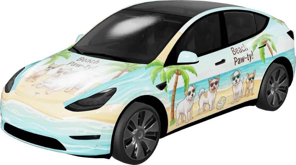 Beach Paw-ty! – Tesla Model Y wrap