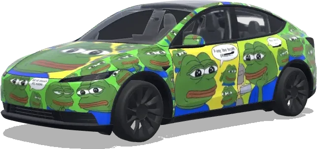 Pepe cartoon character. – Tesla Model Y wrap