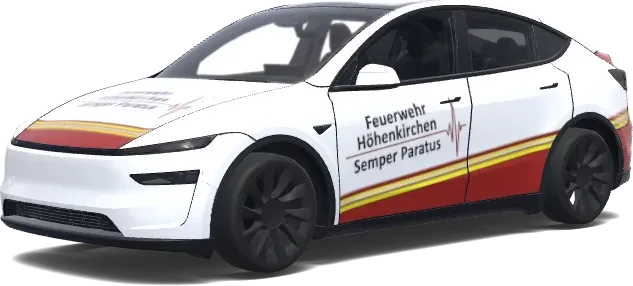 Feuerwehr-Streifen – Tesla Model Y Wrap