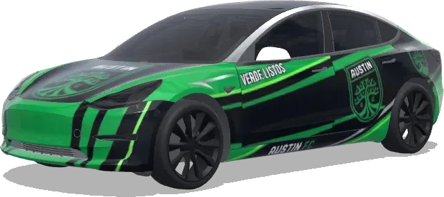 奧斯汀FC足球主題(Austin Fc Football team car.) – 特斯拉 Model 3 塗裝