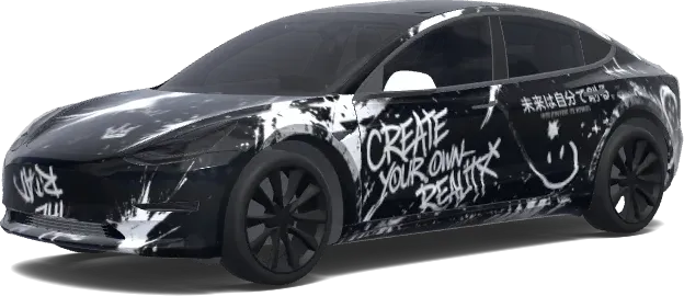 Urban Graffiti Glow – Tesla Model 3 wrap
