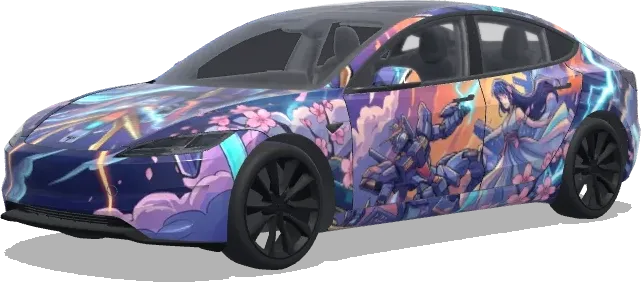 Аниме дизайн (design something related to anime.) – оклейка Tesla Model 3