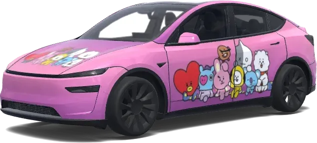 BT21 Rosa Tesla-Folierung – Tesla Model Y Wrap