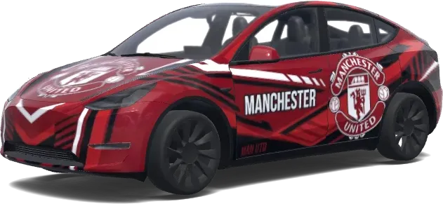 Manchester United rouge blanc (manchester united. Colors: red, white, black.) – covering Tesla Model Y