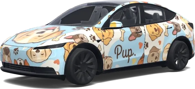 Pup (Pup.) – wrap para Tesla Model Y
