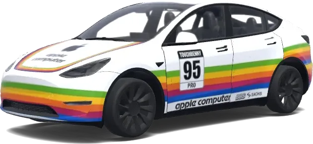 Rainbow Retro Apple – Tesla Model Y wrap