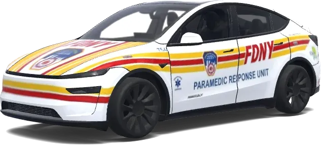 Feuerwehr-Sanitäter-Streifen-Folierung – Tesla Model Y Wrap
