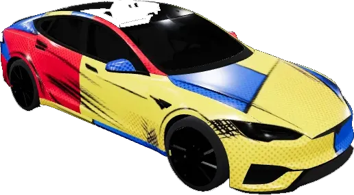 セルシェイドコミック - Model S Plaid (2021+) (Cel-Shaded Comic - Model S Plaid (2021+)) – テスラ Model S ラッピング