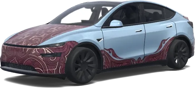 Морозный синий с Горгой – оклейка Tesla Model Y